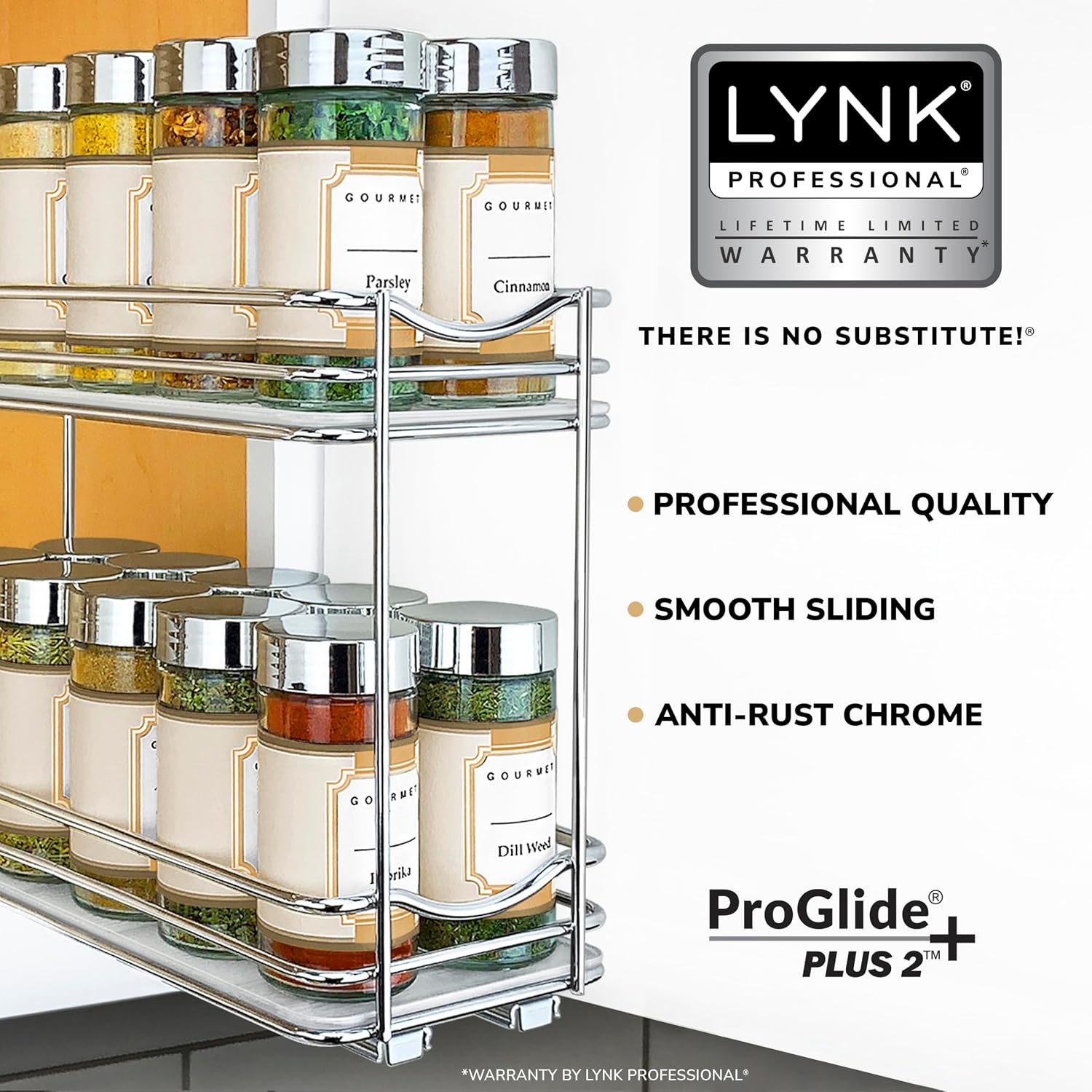 LYNK PROFESSIONAL® Pull Out Spice Organization for Cabinets - 4-3/8 inch Wide – Spice Rack for Inside Cabinets